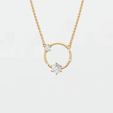 14K Yellow Gold Round Diamond Circle Pendant