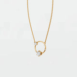 14K Yellow Gold Round Diamond Circle Pendant