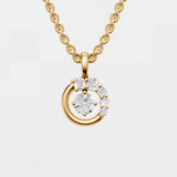 Delicate Round Diamond Circle Halo Pendant Necklace