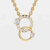 Double Circle Diamond Pendant with Floating Solitaire Accent