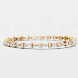 6.10 Ct Pear & Baguette Lab Diamond Bar Set Tennis Bracelet
