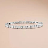 6.10 Ct Pear & Baguette Lab Diamond Bar Set Tennis Bracelet