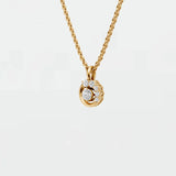 Delicate Round Diamond Circle Halo Pendant Necklace