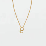 Double Circle Diamond Pendant with Floating Solitaire Accent