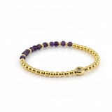 February Birthstone Natural Gem & Gold Bracelet