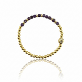 February Birthstone Natural Gem & Gold Bracelet