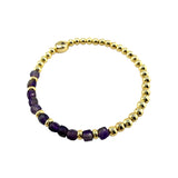 February Birthstone Natural Gem & Gold Bracelet