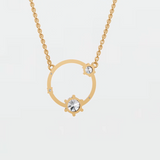 14K Yellow Gold Round Diamond Circle Pendant